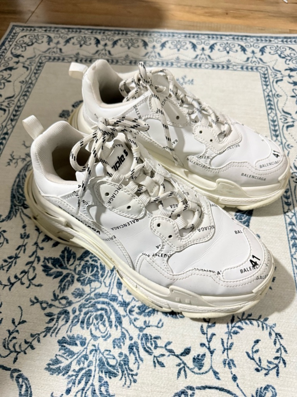 Balenciaga White and Off-White Chunky Logo Sneakers